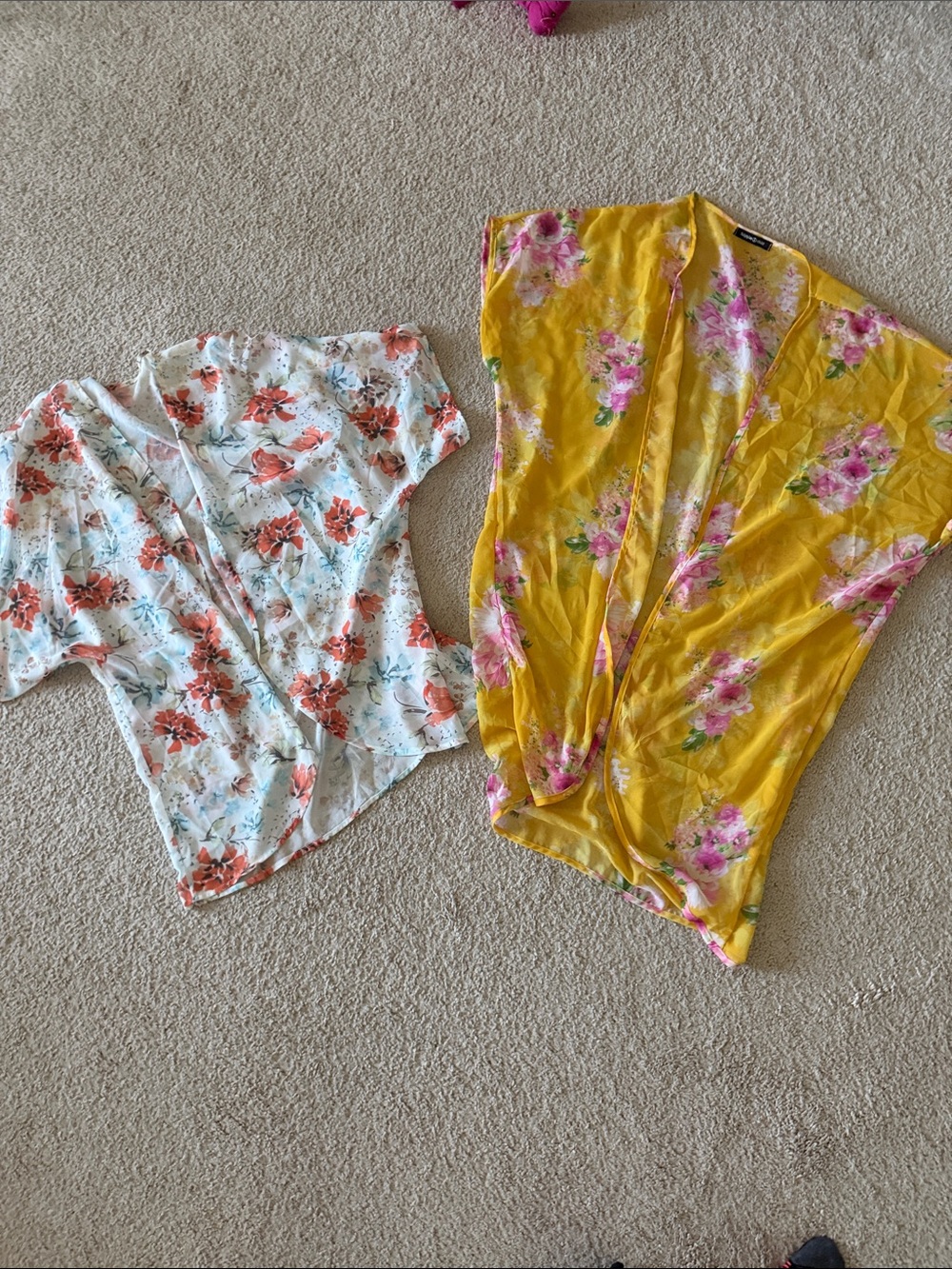 Floral Kimono Top - Yellow & White - Unbranded